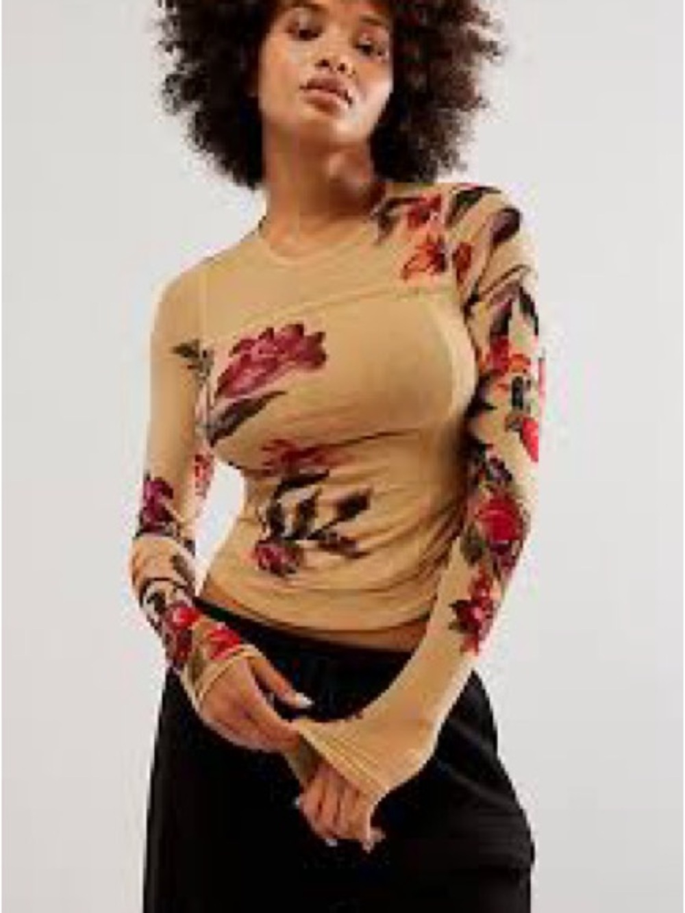 Free People Betty’s Garden Top Long-Sleeve Mesh Top